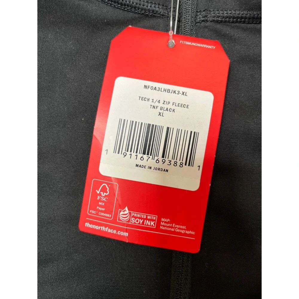 The North Face Mens‎ Tech 1/4 Zip Fleece Pullover Black XL JEDUNN